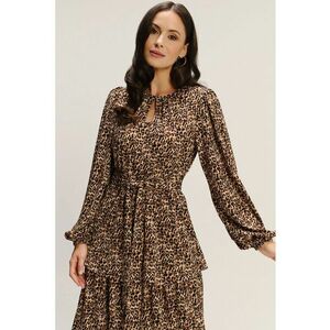 Rochie stratificata din amestec de modal cu animal print - Maro/Maro camel imagine