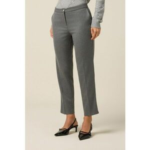 Pantaloni crop cu detalii cu pensa - Gri deschis imagine