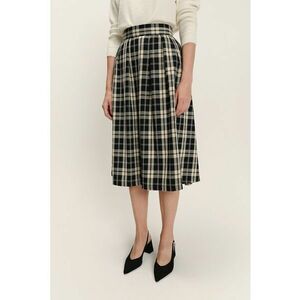 Fusta midi in carouri - Negru/Bej deschis imagine
