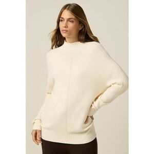Pulover tricotat cu model uni - Alb murdar imagine