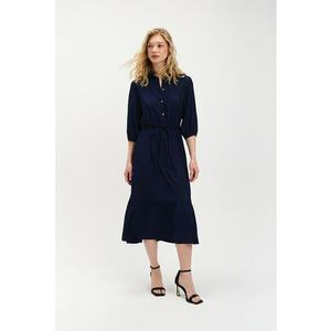 Rochie midi cu maneci bufante - Bleumarin imagine