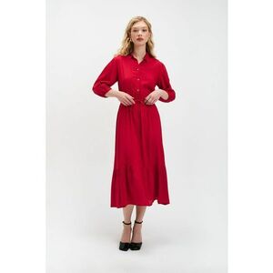 Rochie midi cu maneci bufante - Rosu imagine