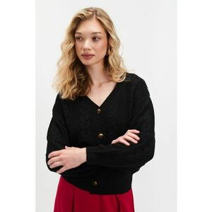 Cardigan cu decolteu in V si nasturi - Negru imagine