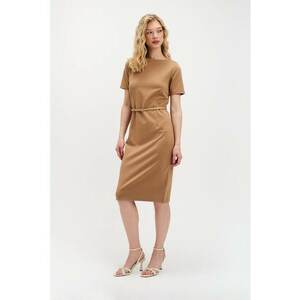 Rochie bodycon cu curea - Maro camel imagine