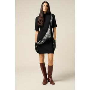 Rochie scurta cu maneci scurte - Negru/Gri deschis imagine