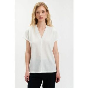 Bluza cu decolteu in V si mansete elastice - Alb murdar imagine