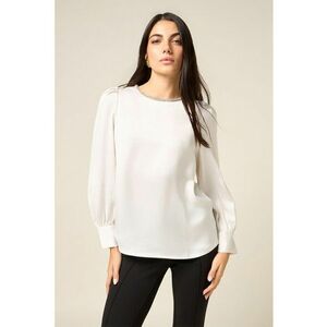Bluza cu decolteu rotund - Alb imagine