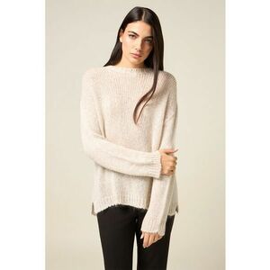Pulover din amestec de mohair cu aspect stralucitor - Bej melange imagine
