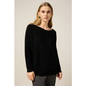 Pulover uni cu decolteu barcuta - Negru imagine