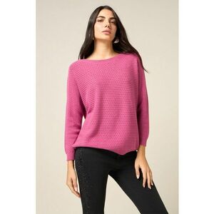 Pulover uni cu decolteu barcuta - Roz imagine