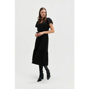 Rochie cu decolteu in V si maneci scurte - Negru imagine