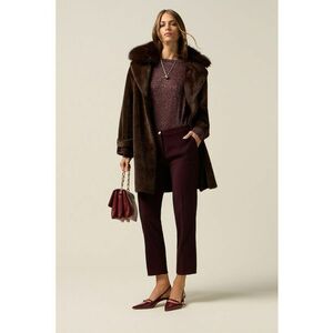 Pantaloni crop cu talie inalta - Violet tyrian imagine