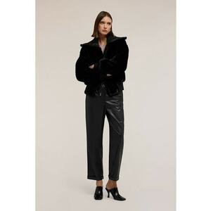 Pantaloni crop drepti cu snururi - Negru imagine