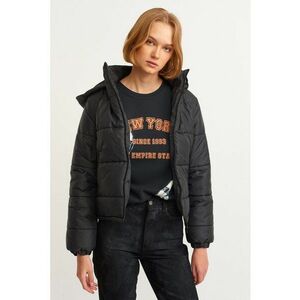 Jacheta crop cu fermoar - Negru imagine