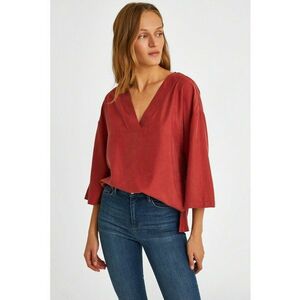 Bluza lejera din amestec de lyocell cu maneci 3/4 - Rosu imagine