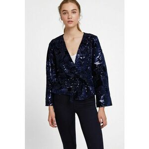 Bluza petrecuta cu decolteu in V - Bleumarin imagine