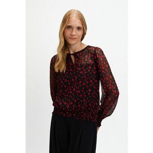Bluza semitrasnaprenta cu model floral - Rosu/Negru imagine