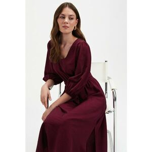 Rochie mini cu cordon in talie - Visiniu imagine