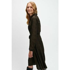 Rochie-camasa midi cu cordon - Negru/Verde padure imagine