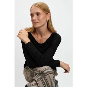 Bluza cu decolteu drapat - Negru imagine