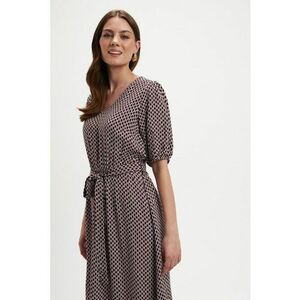 Rochie midi cu model si decolteu in V - Alb/Negru imagine
