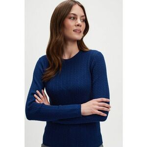 Pulover slim fit cu torsade - Albastru indigo imagine