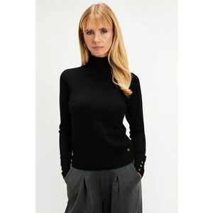 Pulover slim-fit cu guler inalt - Negru imagine