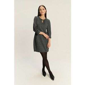 Rochie scurta din amestec de modal cu model si buzunare laterale - Negru/Alb murdar imagine