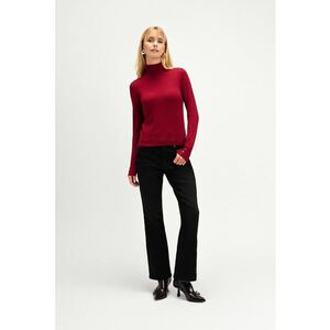 Pulover slim-fit cu guler inalt - Rosu inchis imagine