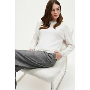 Pulover uni tricotat fin - Alb imagine