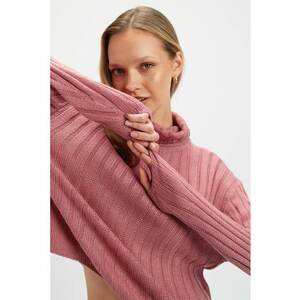 Pulover lejer cu aspect texturat - Roz prafuit imagine