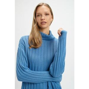 Pulover lejer cu aspect texturat - Albastru pastel imagine