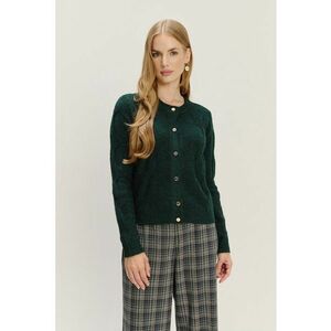 Cardigan texturat cu nasturi - Verde inchis imagine