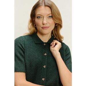 Cardigan cu maneci scurte - Verde padure imagine