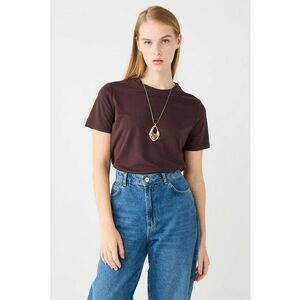 Tricou uni din amestec de modal - Maro cognac imagine