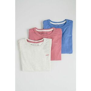 Set de bluza din amestec de bumbac cu decolteu la baza gatului - 3 piese - Gri deschis melange/Roz/Albastru imagine