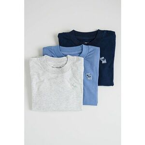Set de bluze din amestec de bumbac cu decolteu la baza gatului - 3 piese - Negru/Gri melange/Albastru imagine