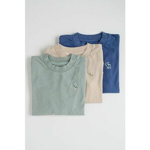 Set de bluze din amestec de bumbac cu decolteu la baza gatului - 3 piese - Verde/Bej/Albastru imagine