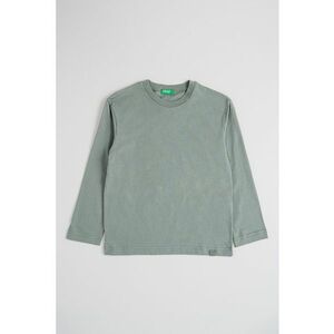 Bluza din bumbac cu decolteu la baza gatului - Verde imagine