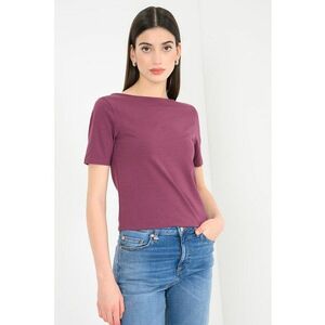 Bluza reversibila cu maneci scurte si decolteu barcuta - Violet pruna imagine