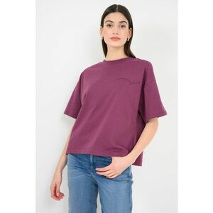 Tricou lejer cu detaliu text - Violet pruna imagine