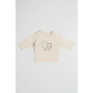 Bluza din bumbac cu imprimeu grafic - Bej deschis imagine