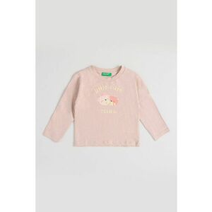 Bluza din bumbac cu imprimeu - Roz prafuit imagine