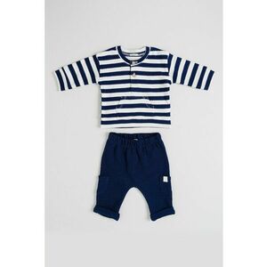 Set de bluza si pantaloni de trening striate cu model in dungi - Alb/Bleumarin imagine