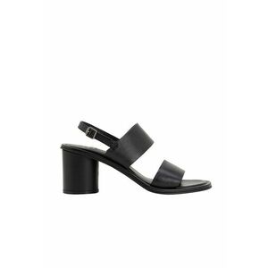 Sandale din piele cu toc rotund Negru - Negru imagine