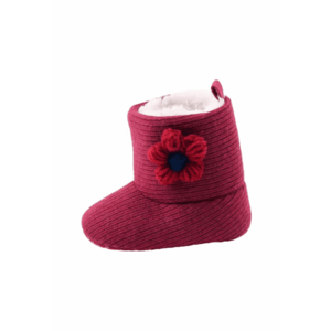Cizme Model Floricica Crosetata - Peste glezna - Fete - Velcro - Visiniu imagine