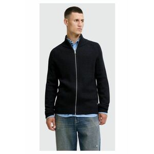 Cardigan barbati cu fermoar si guler inalt - Regular fit - Negru - Bleumarin inchis imagine