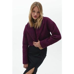 Haina crop de blana shearling sintetica cu revere ample - Violet tyrian imagine