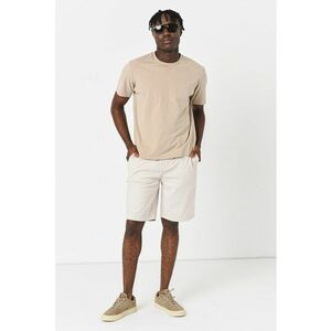 Pantaloni scurti din amestec de in cu snur in talie Mick - Crem imagine