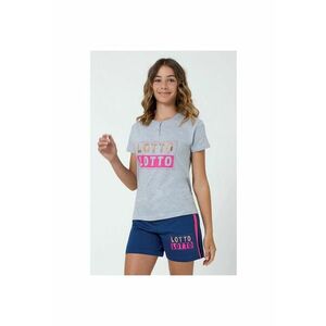 Pijama scurta cu impirimeu logo - Gri imagine
